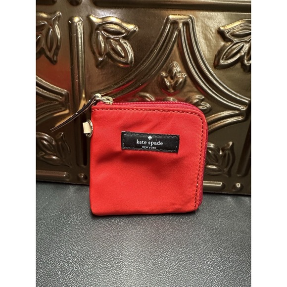 Small Red Kate Spade Coin Purse Pacifier Makeup Holder Diaper Bag Accessory - Picture 1 of 4